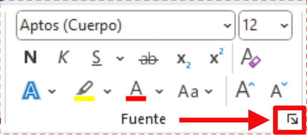 Ir a propiedades de fuentes