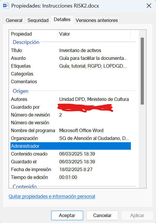 Ficha de propiedades: Detalles