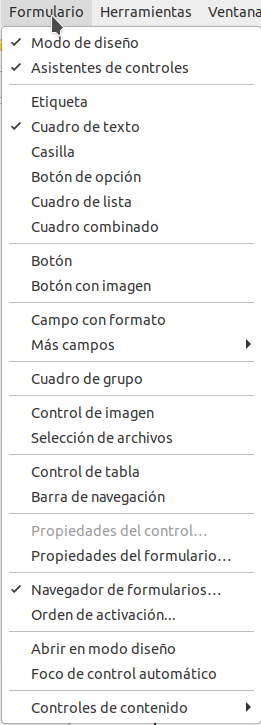 Desplegable de opciones de formulario