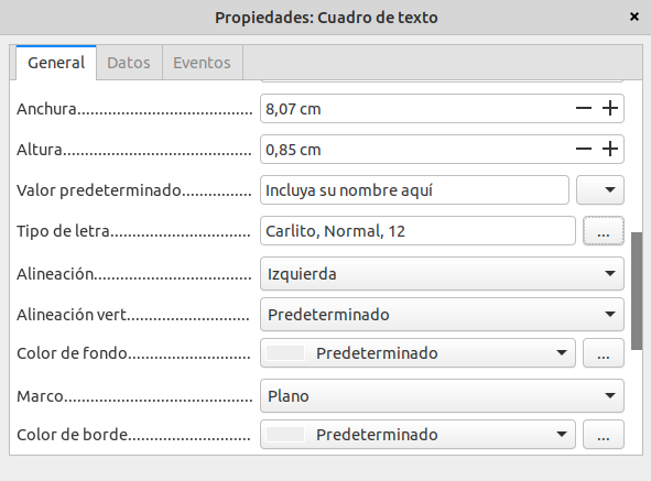 Propiedades de campo para accesibilidad